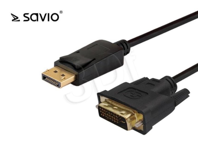 Kabel SAVIO CL-106 (DisplayPort M - DVI-D M; 1,8m; kolor czarny)