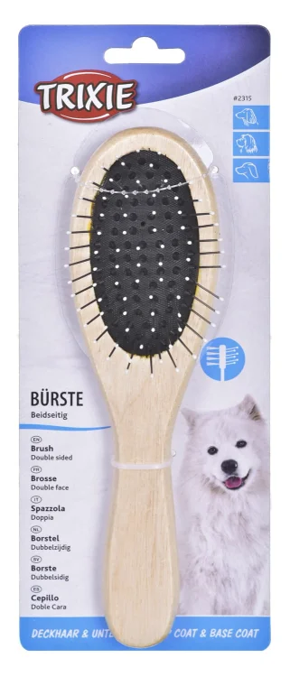 TRIXIE Szczotka dwustronna, drewniana, owalna (mała) 2315