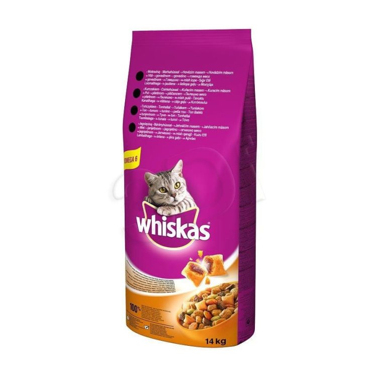 WHISKAS Wołowina 14kg - sucha karma dla kota