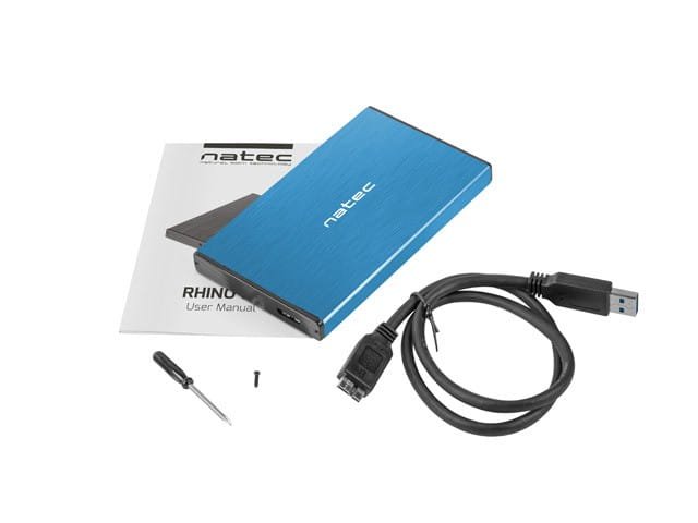 Obudowa na dysk NATEC Rhino Go NKZ-1280 (2.5"; USB 3.0; Aluminium; kolor niebieski)