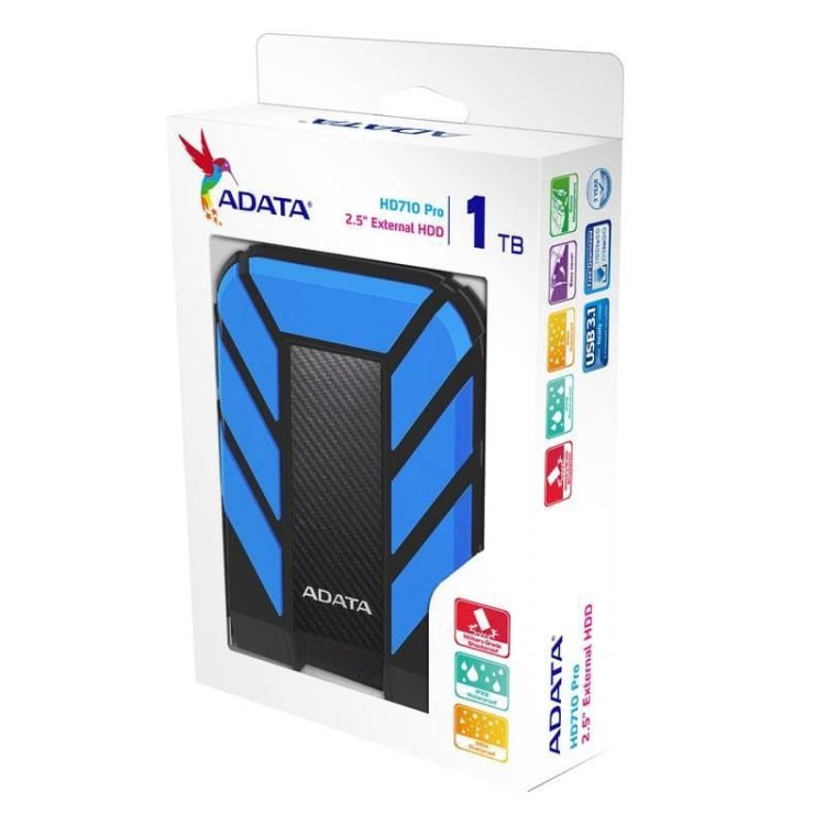 Dysk zewnętrzny HDD ADATA HD710 AHD710P-1TU31-CBL (1 TB; 2.5"; USB 3.1; 8 MB; 5400 obr/min; kolor niebieski)