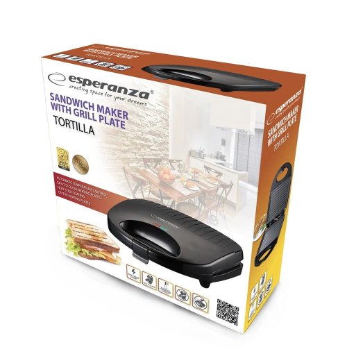 Opiekacz do kanapek Esperanza TORTILLA EKT009 (1000W; kolor czarny)