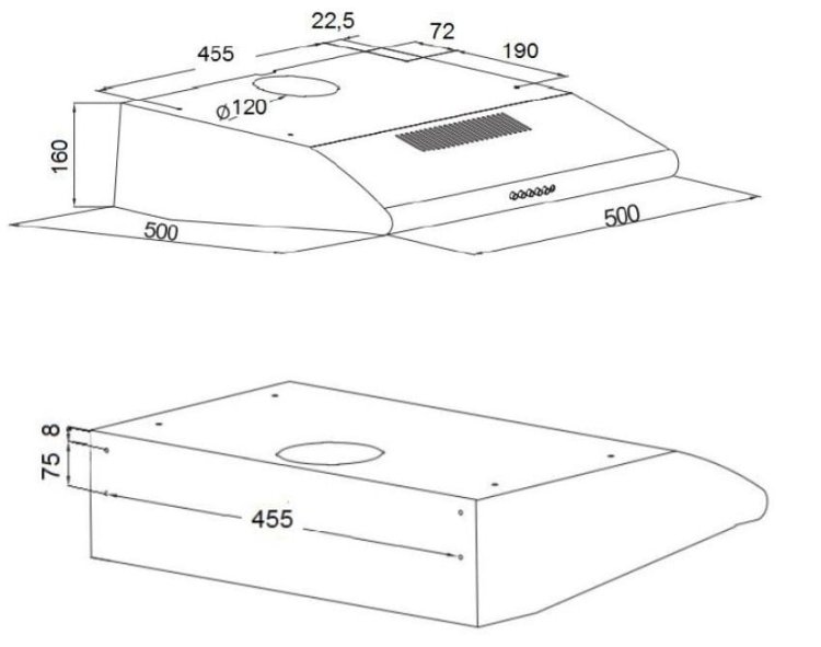 Okap podszafkowy AKPO WK-7 P 3050 SZARY (159,8 m3/h; 500mm; kolor szary)