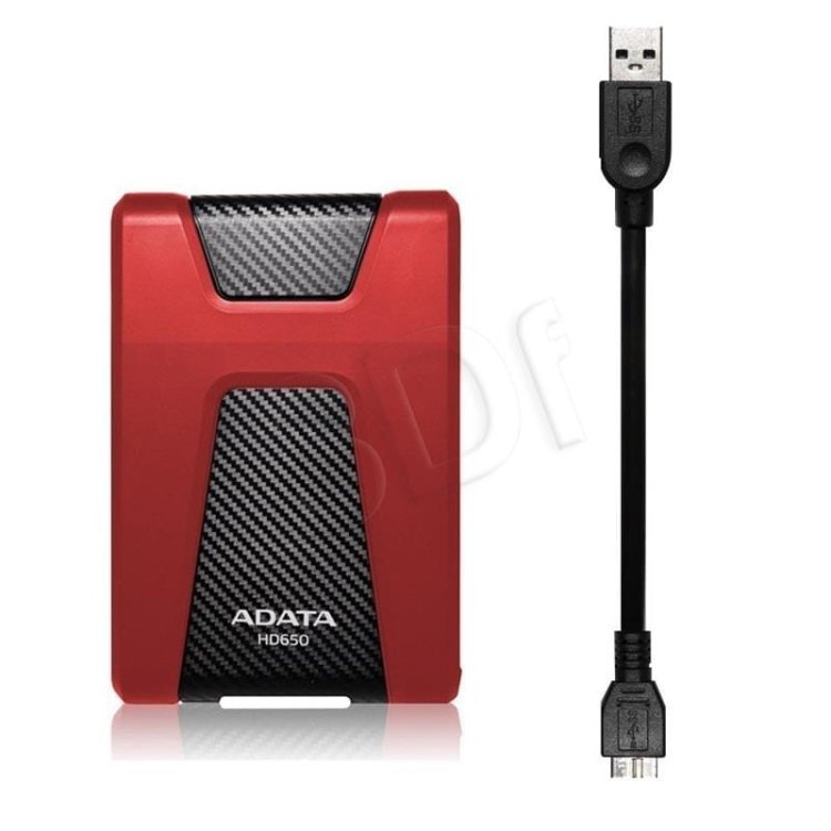 Dysk zewnętrzny ADATA DashDrive Durable HD650 AHD650-1TU3-CRD (1 TB; 2.5"; USB 3.0; 5400 obr/min; kolor czerwony)