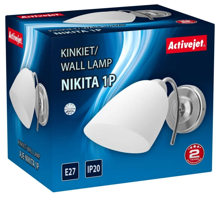 Kinkiet Activejet AJE-NIKITA 1P E27 1x60W Nikiel